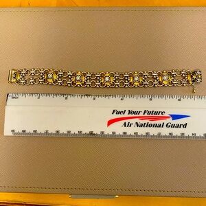 John Medeiros silver and gold tone double strand beaded bracelet, 6 and 3/4 in.